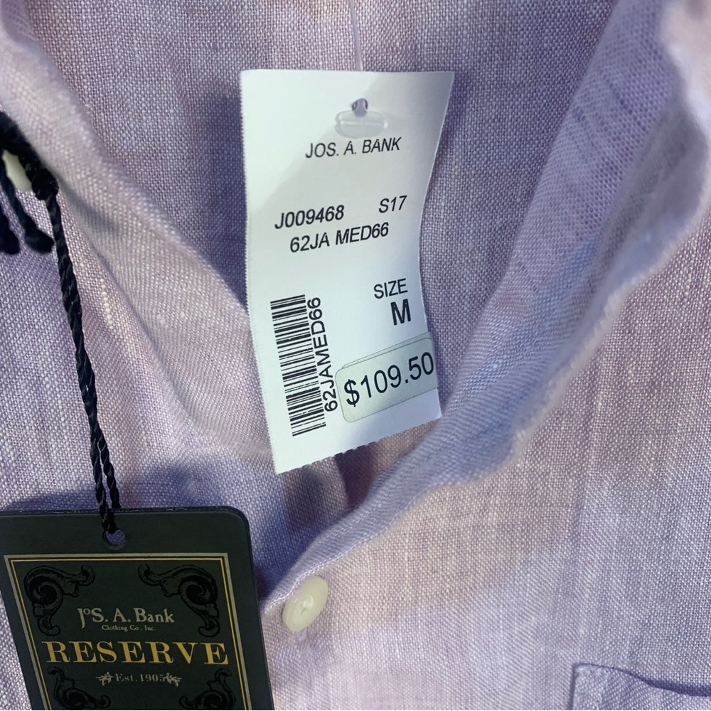 Jos. A. Bank Reserve Mens 100% Linen Button Front Collared Shirt - Picture 4 of 10